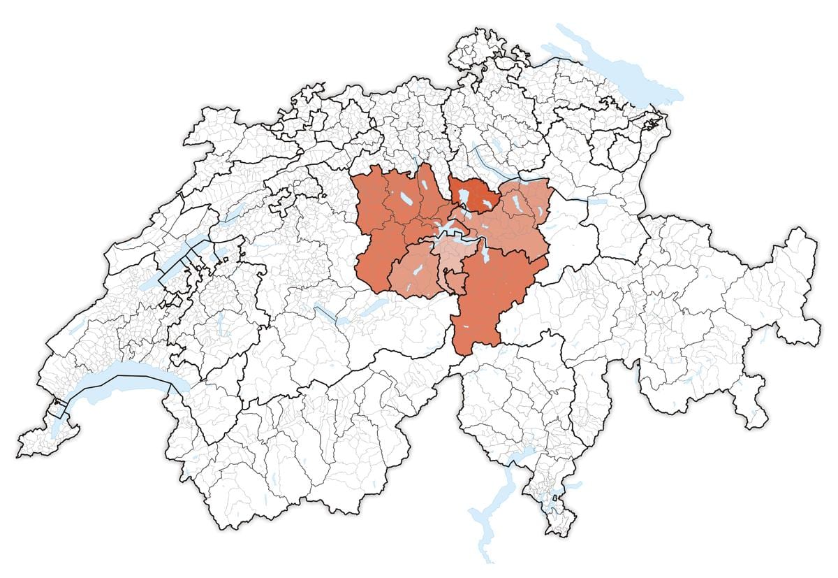 карта на централна Швейцария