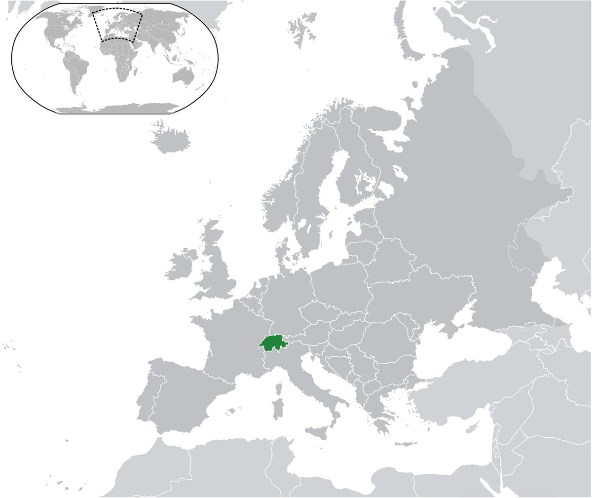 Швейцария върху картата на света