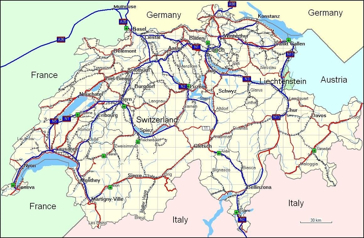 карта на Швейцария планината
