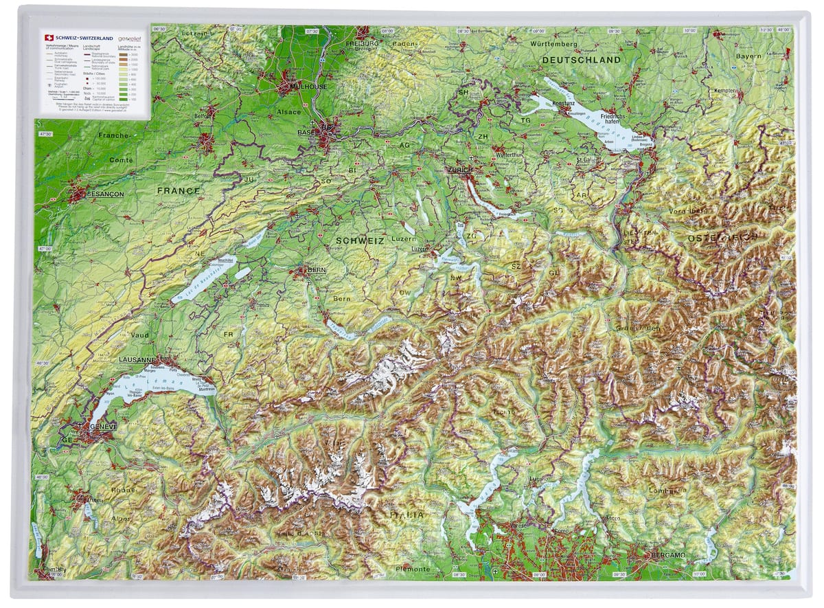 карта на Швейцария 3d