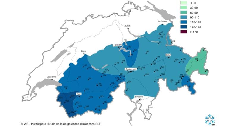 карта снежна картата на Швейцария