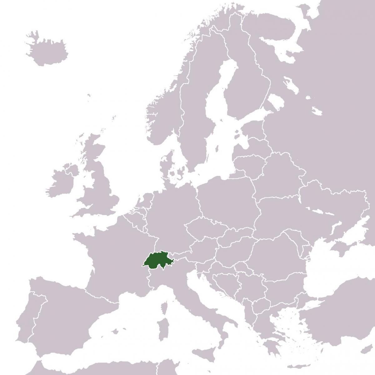 Швейцария местоположението на картата на Европа