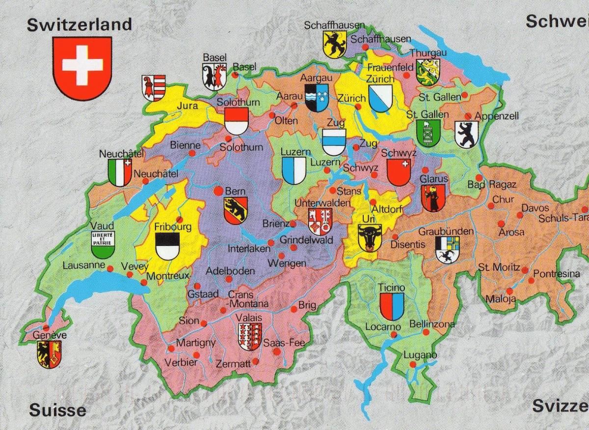 карта на Швейцария забележителности