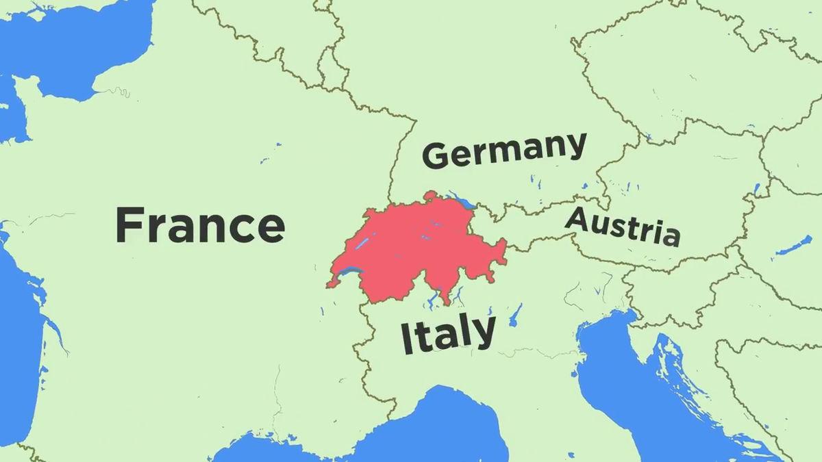 карта на Швейцария и съседните страни