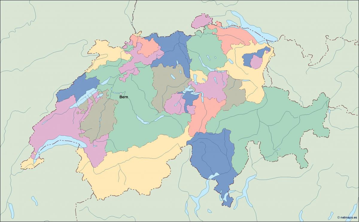 карта на политическата карта на Швейцария