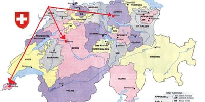 Женева, Швейцария карта на Европа
