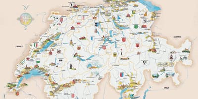 Туристически забележителности в Швейцария картата
