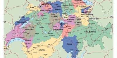 Карта на Швейцария с градовете