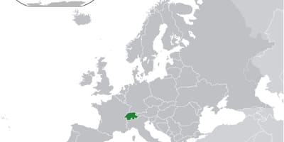 Карта на света, показваща Швейцария