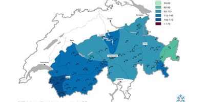 Карта снежна картата на Швейцария