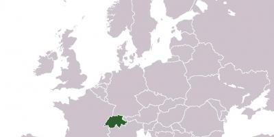 Швейцария местоположението на картата на Европа